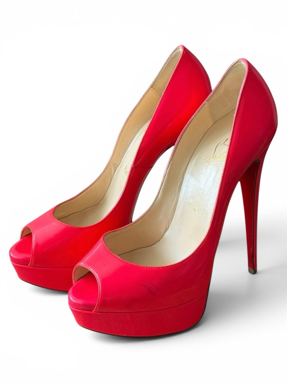 Christian Louboutin Lady Peep Patent Leather
Platform Pumps Size 36.5